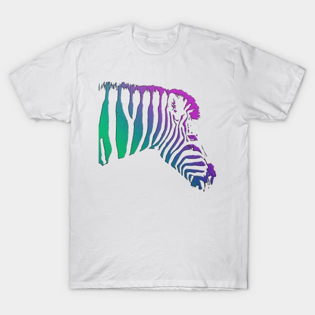 Colourful Zebra T-Shirt by calamarisky